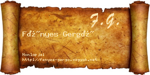 Fényes Gergő névjegykártya